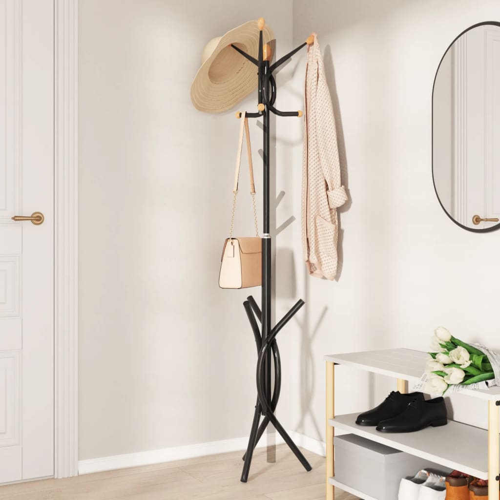 vidaXL Coat Stand Black 176 cm Powder-coated Iron 3