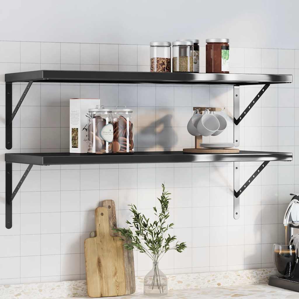 vidaXL Wall Shelves 2 pcs Stainless Steel