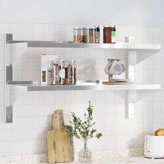 vidaXL 2-Tier Wall Shelf Silver Stainless Steel