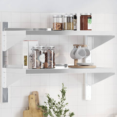 vidaXL 2-Tier Wall Shelf Silver Stainless Steel