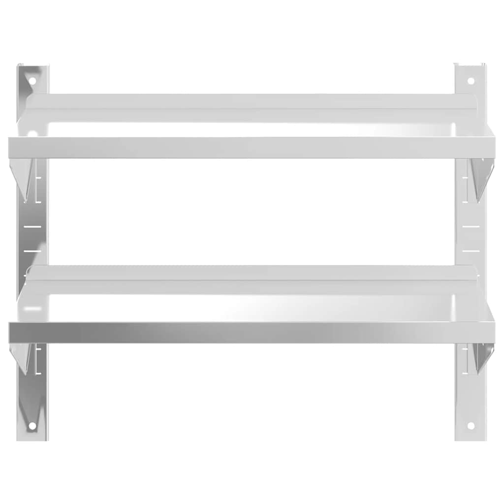 vidaXL 2-Tier Wall Shelf 75x23.5x60 cm Silver Stainless Steel 5