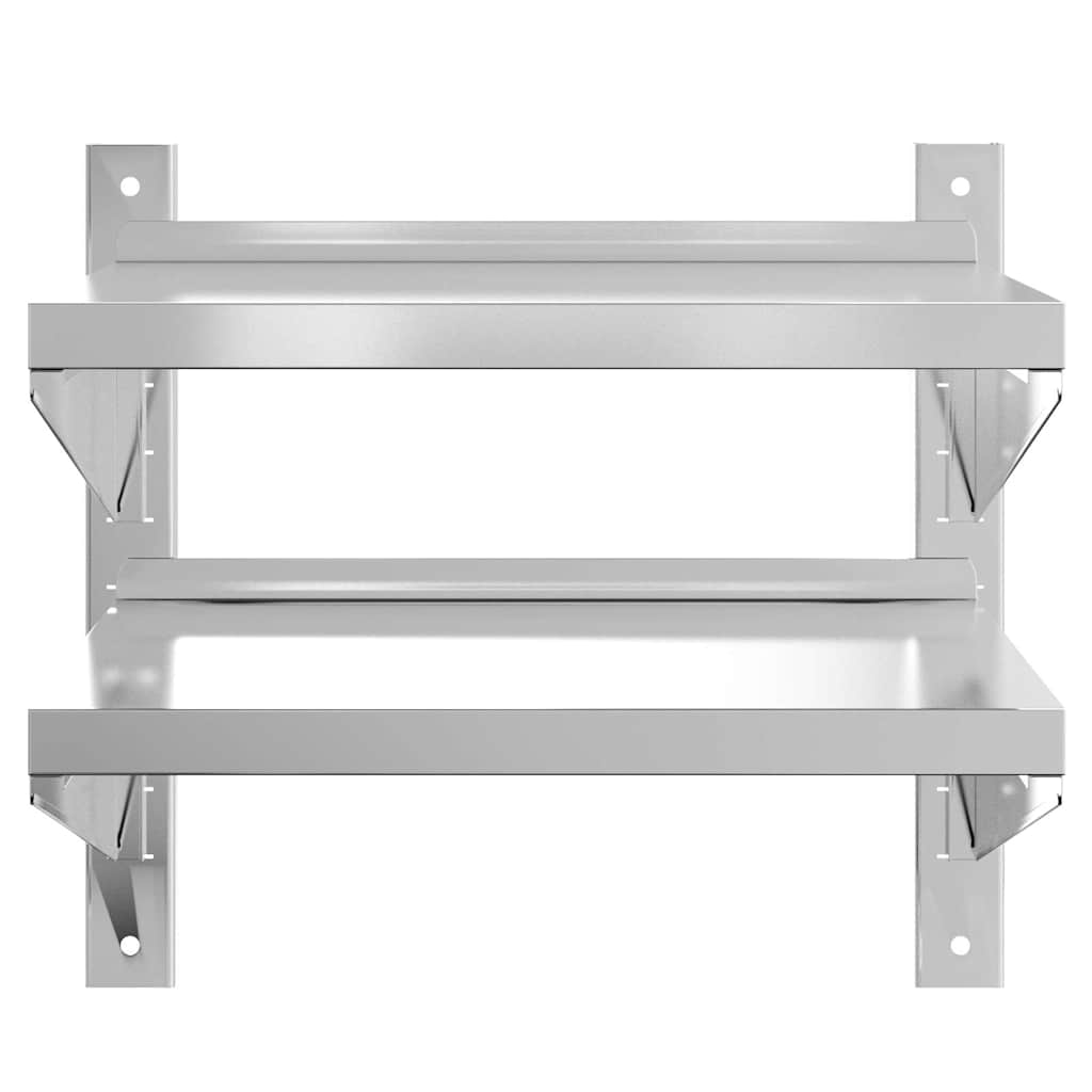 vidaXL 2-Tier Wall Shelf 50x40x48 cm Silver Stainless Steel 5