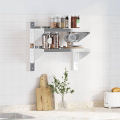 vidaXL 2-Tier Wall Shelf 50x30x48 cm Silver Stainless Steel 3