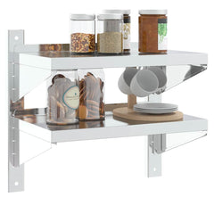 vidaXL 2-Tier Wall Shelf 50x30x48 cm Silver Stainless Steel 4