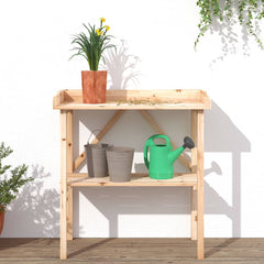 vidaXL Plant Table with Shelf 78x38x82.5 cm Solid Wood Fir 3