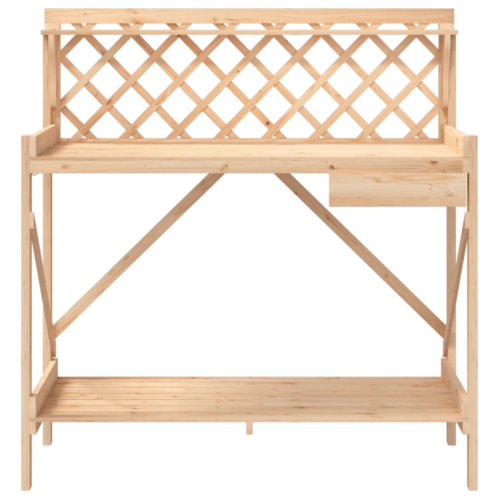 Potting Bench with Trellis Solid Wood Fir Natural