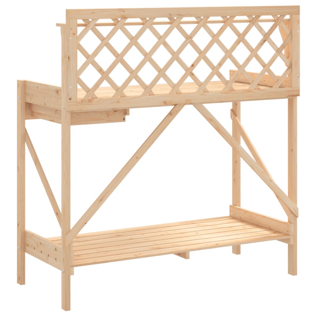 Potting Bench with Trellis Solid Wood Fir Natural