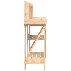 vidaXL Potting Bench with Shelves Solid Wood Fir 6