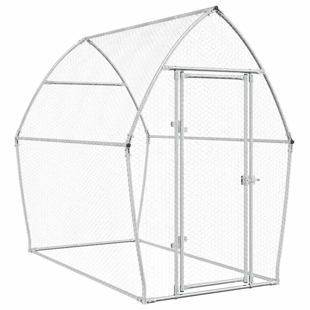 Chicken Cage Silver Galvanised Steel 200 x 105 x 182 cm