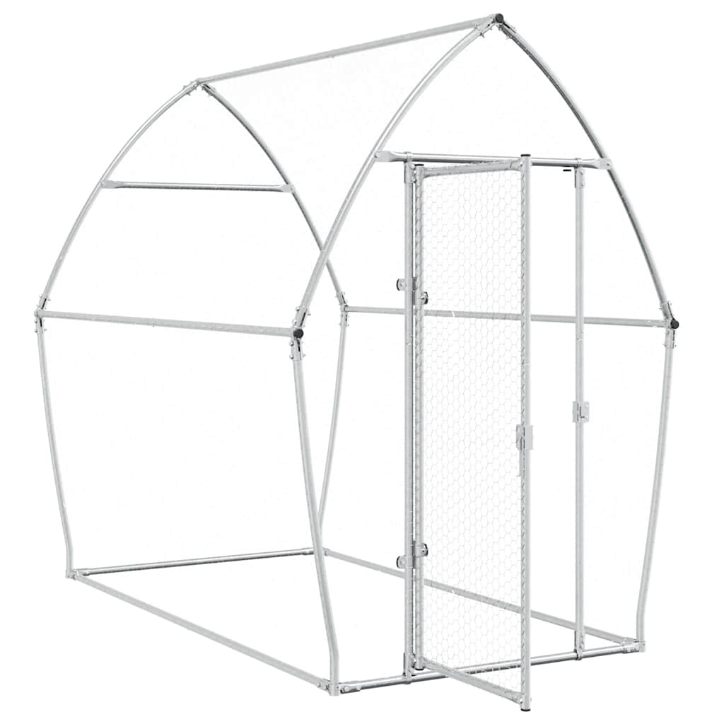 Chicken Cage Silver Galvanised Steel 200 x 105 x 182 cm