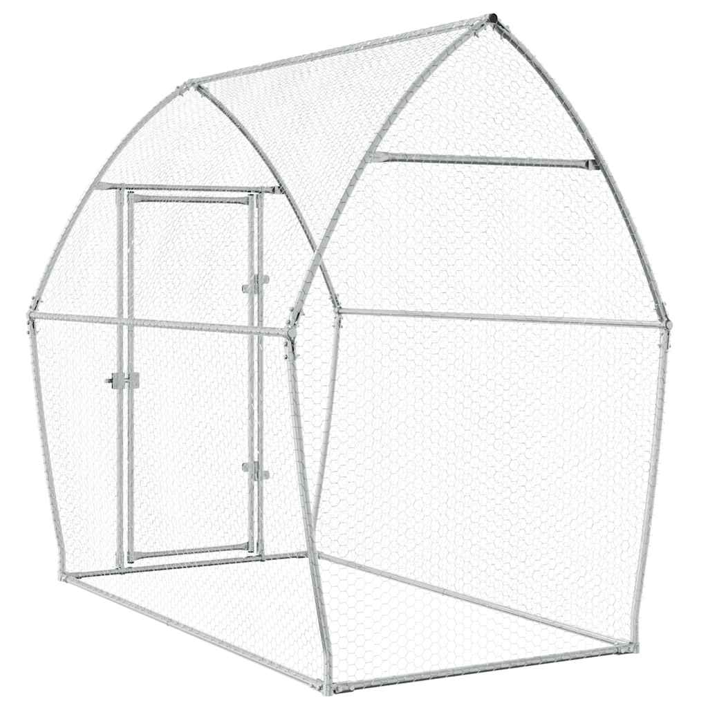 Chicken Cage Silver Galvanised Steel 200 x 105 x 182 cm