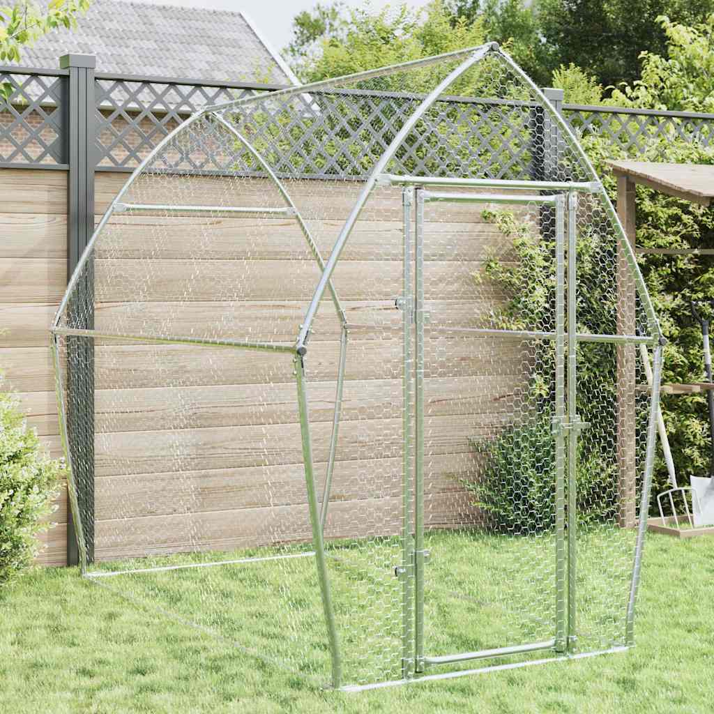 Chicken Cage Silver Galvanised Steel 200 x 105 x 182 cm