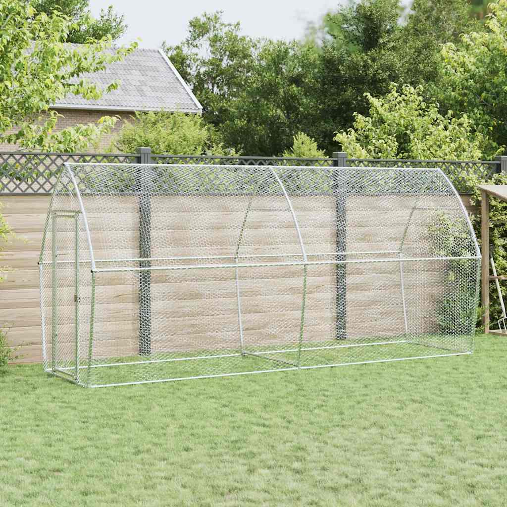 Chicken Cage Silver Galvanised Steel 400 x 105 x 182 cm