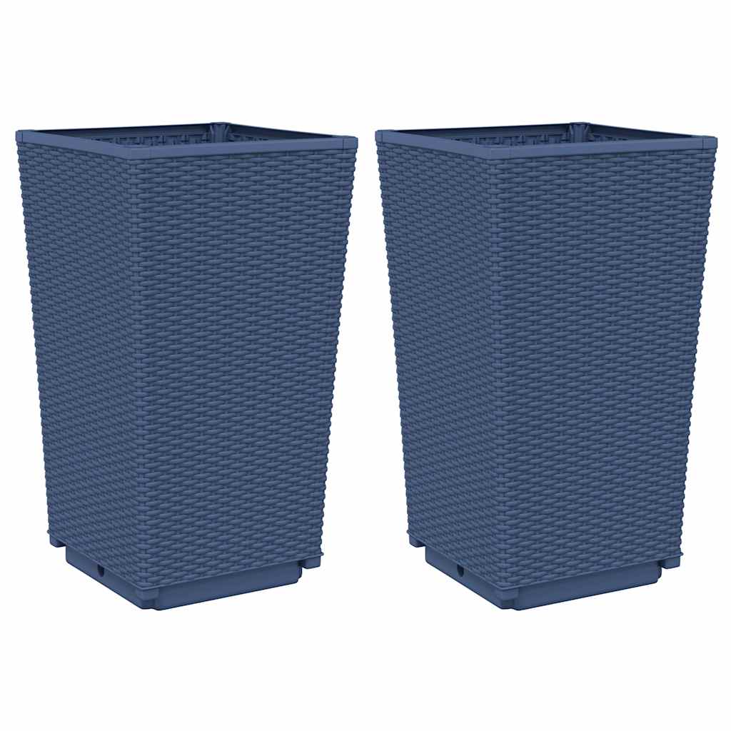 vidaXL Garden Planters 2 pcs Blue Grey 32.5x32.5x57 cm PP 2