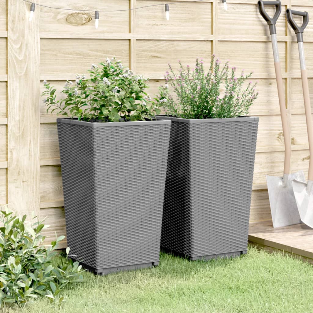vidaXL Garden Planters 2 pcs Light Grey 32.5x32.5x57 cm PP 3