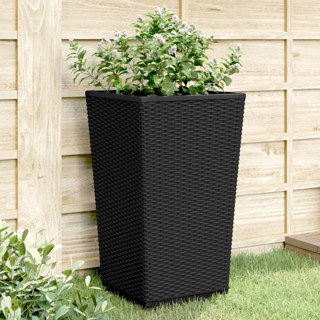 vidaXL Garden Planters 2 pcs Black 32.5x32.5x57 cm PP 1