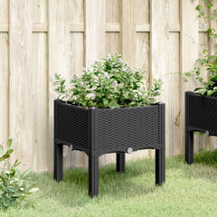 vidaXL Garden Planter with Legs Black 40x40x42 cm PP 3