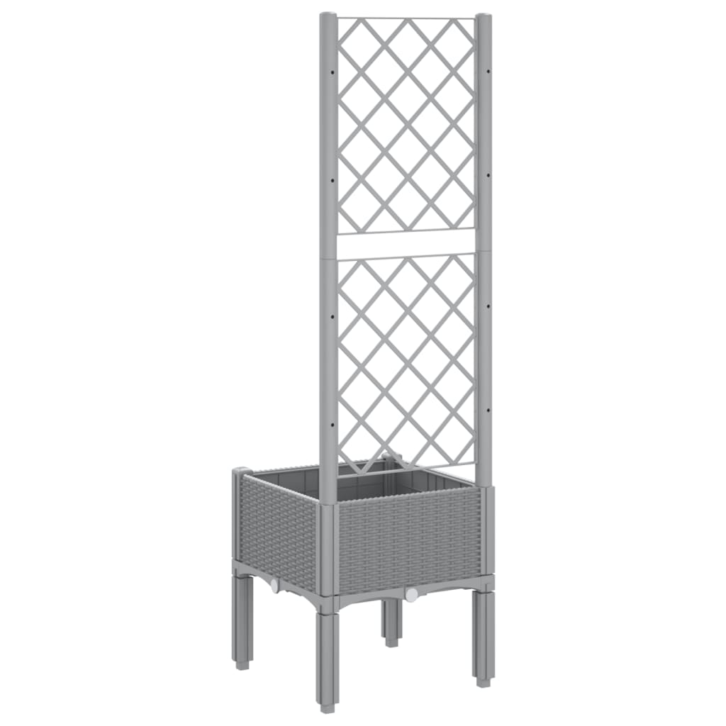vidaXL Garden Planter with Trellis Light Grey 40x40x142 cm PP 5