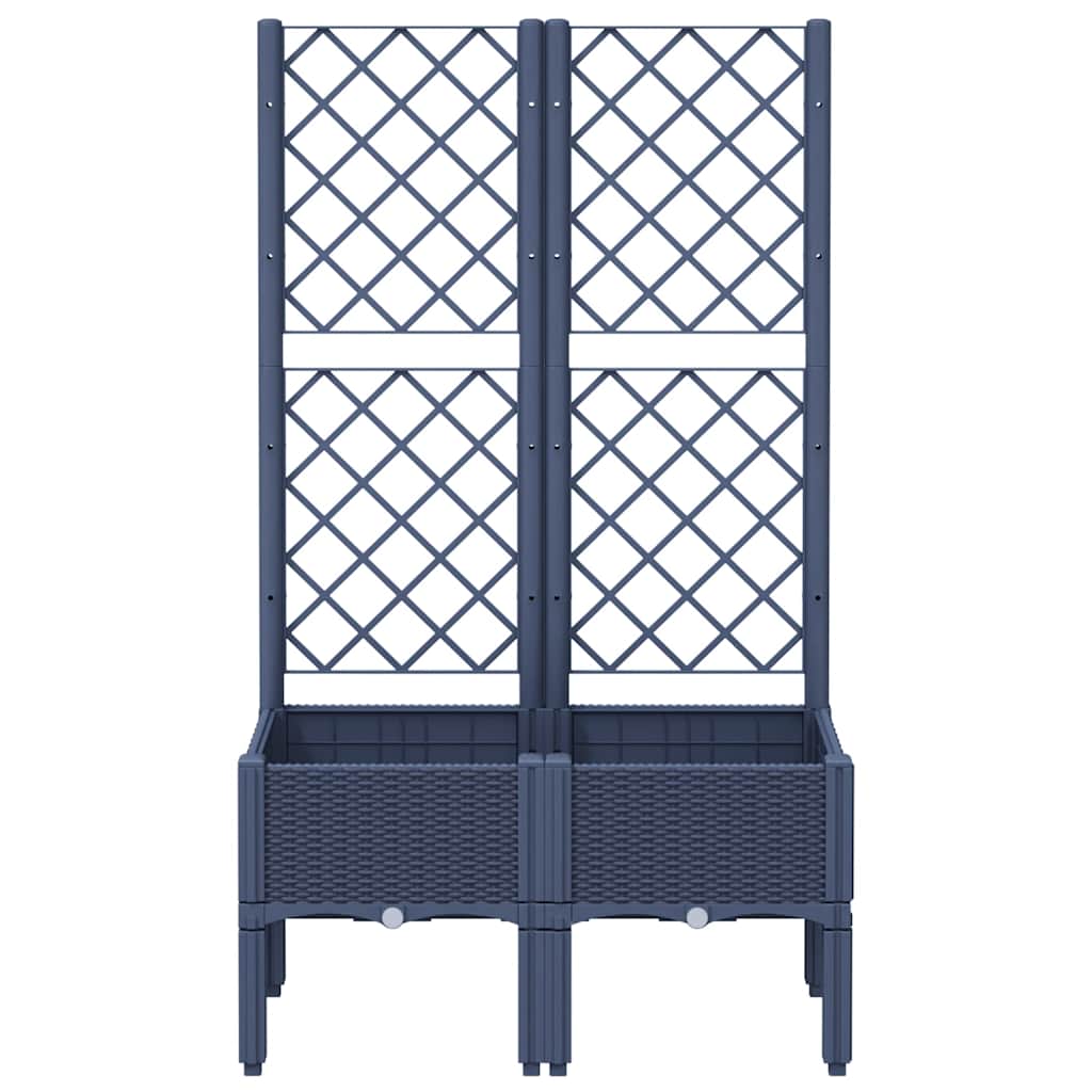 vidaXL Garden Planter with Trellis Blue Grey 80x40x142 cm PP 3