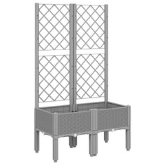 vidaXL Garden Planter with Trellis Light Grey 80x40x142 cm PP 2