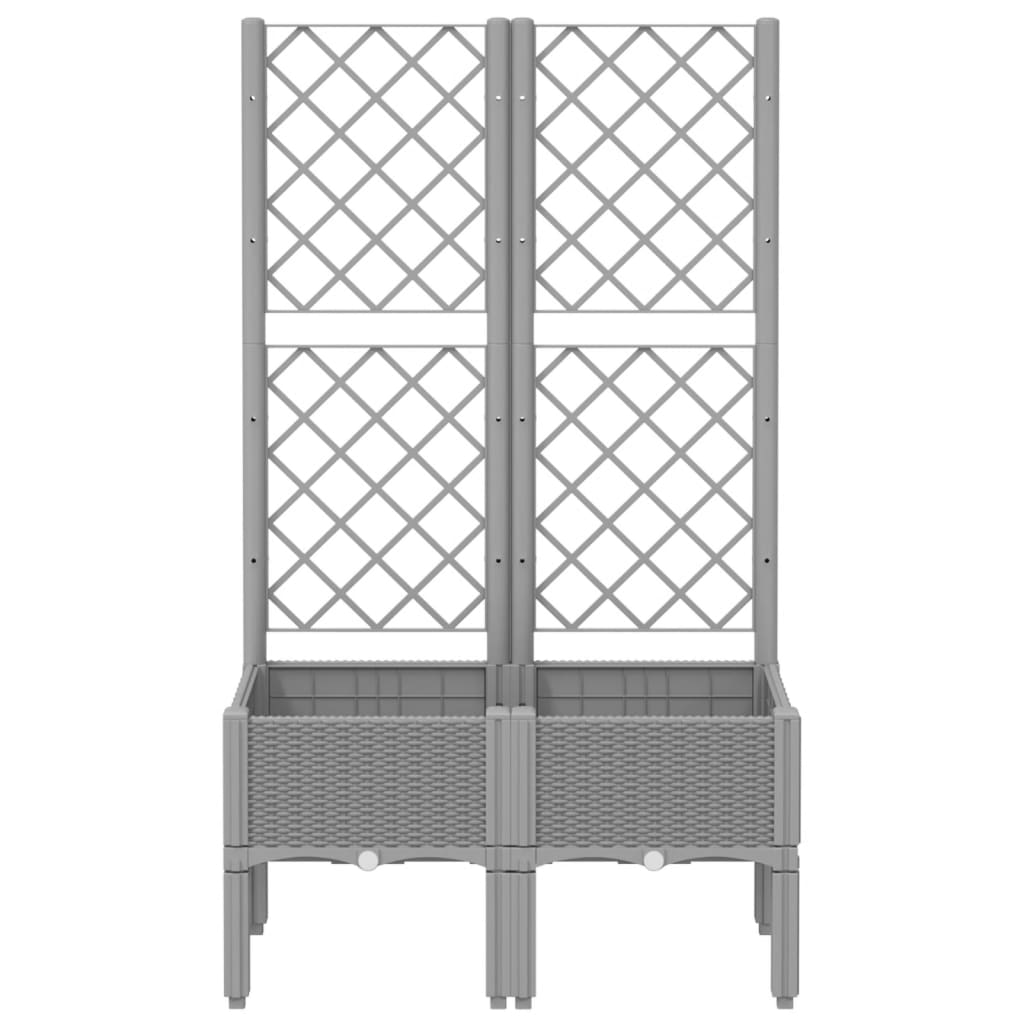 vidaXL Garden Planter with Trellis Light Grey 80x40x142 cm PP 3