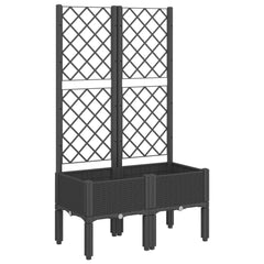 vidaXL Garden Planter with Trellis Black 80x40x142 cm PP 2