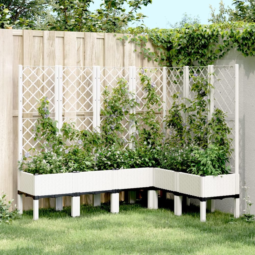Garden Planter with Trellis 160x120x142 cm PP White