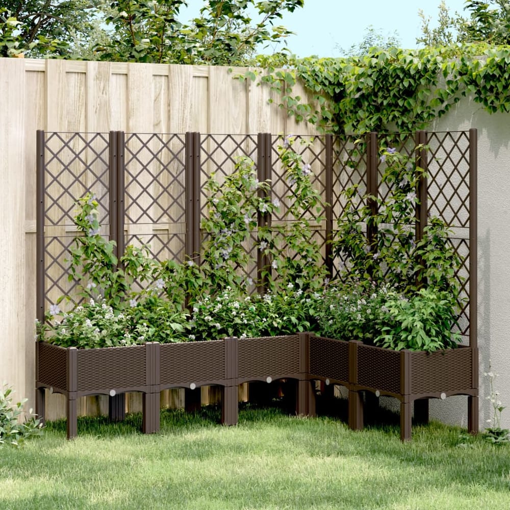 Garden Planter with Trellis 160x120x142 cm PP Brown