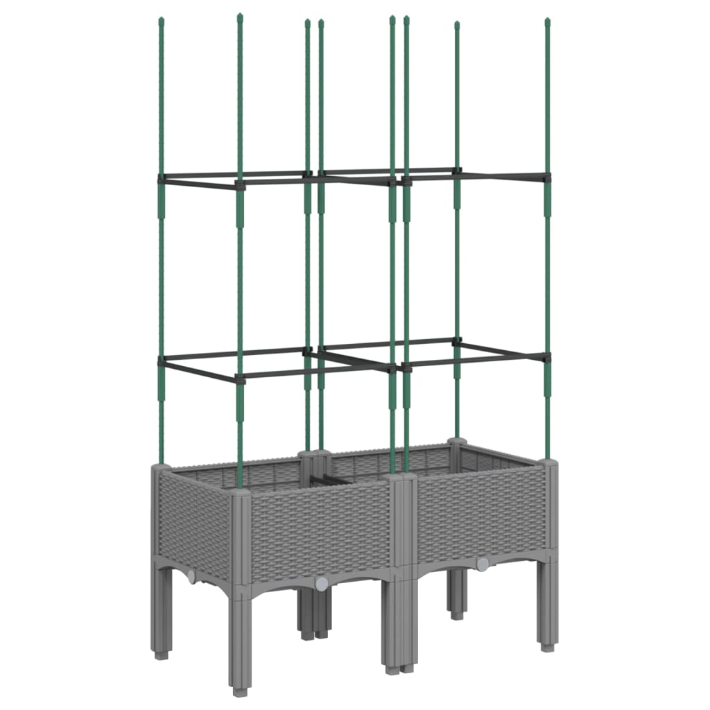 vidaXL Garden Planter with Trellis Light Grey 80x40x142.5 cm PP 5