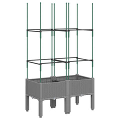 vidaXL Garden Planter with Trellis Light Grey 80x40x142.5 cm PP 5