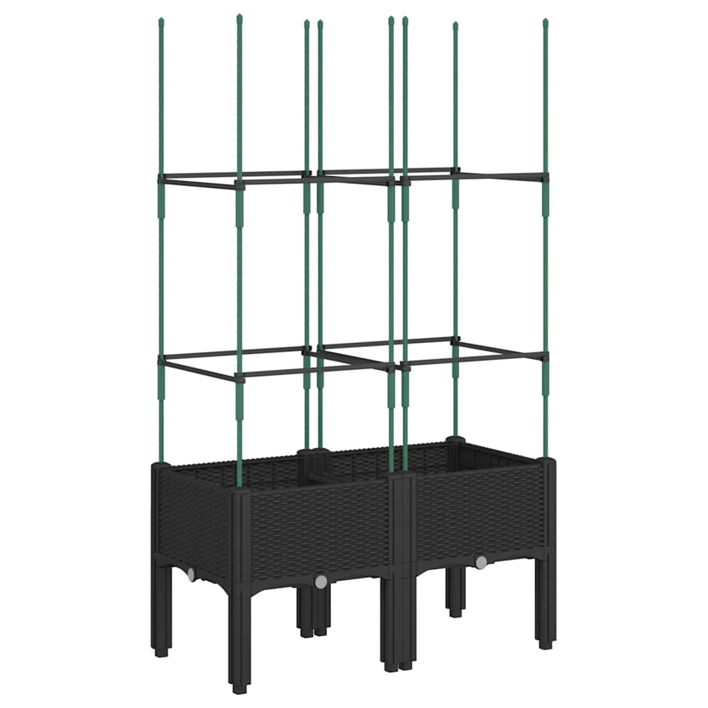 vidaXL Garden Planter with Trellis Black 80x40x142.5 cm PP 2