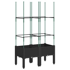 vidaXL Garden Planter with Trellis Black 80x40x142.5 cm PP 2