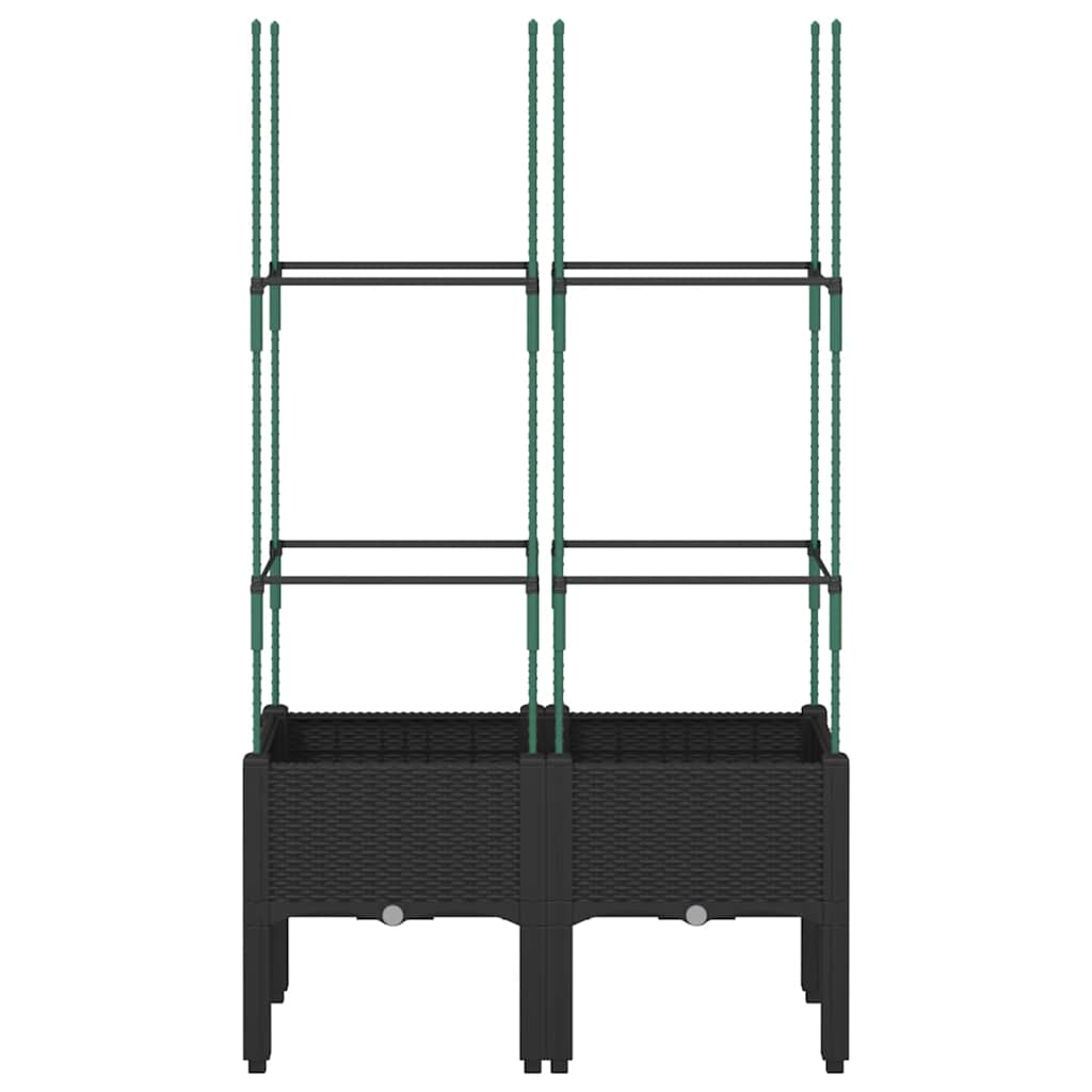 vidaXL Garden Planter with Trellis Black 80x40x142.5 cm PP 3