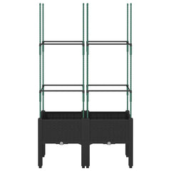 vidaXL Garden Planter with Trellis Black 80x40x142.5 cm PP 3