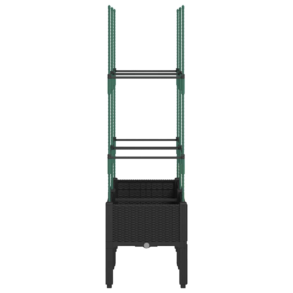 vidaXL Garden Planter with Trellis Black 80x40x142.5 cm PP 4