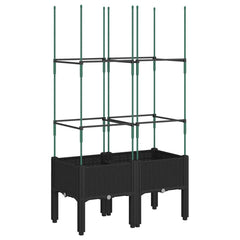 vidaXL Garden Planter with Trellis Black 80x40x142.5 cm PP 5