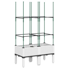 vidaXL Garden Planter with Trellis White 80x40x142.5 cm PP 2