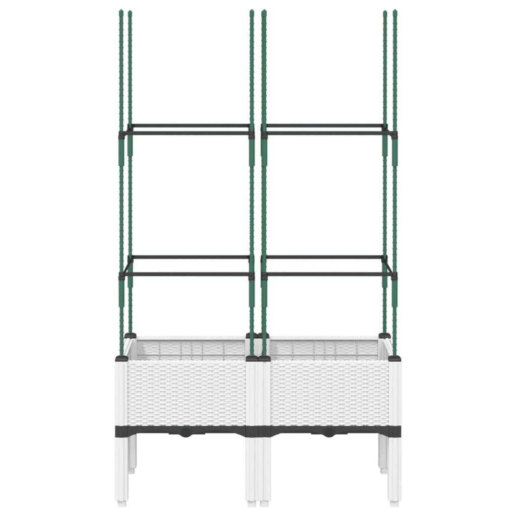 vidaXL Garden Planter with Trellis White 80x40x142.5 cm PP 3