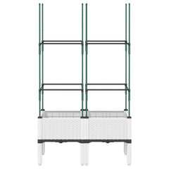 vidaXL Garden Planter with Trellis White 80x40x142.5 cm PP 3