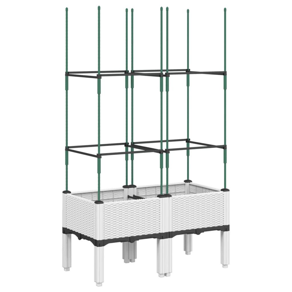 vidaXL Garden Planter with Trellis White 80x40x142.5 cm PP 5