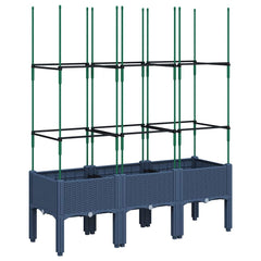 Garden Planter with Trellis 80x40x142,5 cm PP Depth 40 cm Blue grey 120 cm