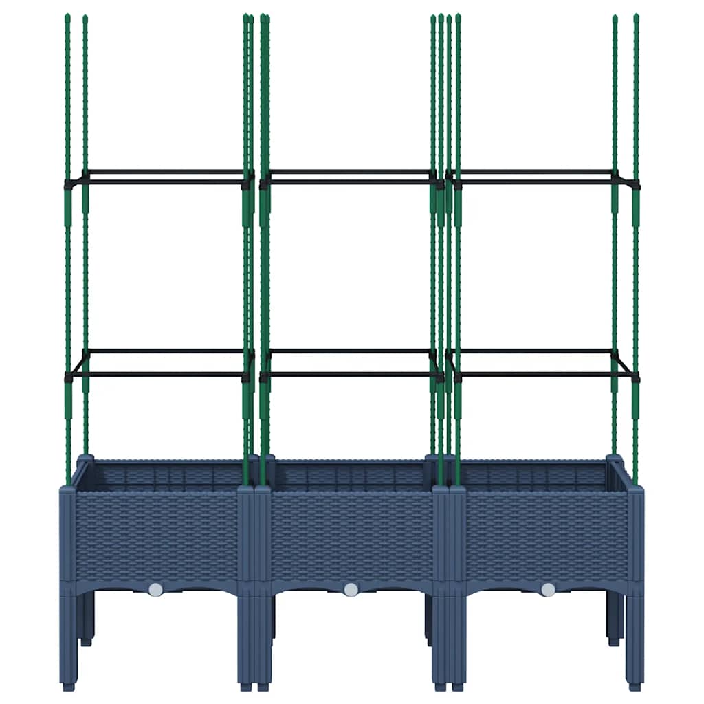 Garden Planter with Trellis 80x40x142,5 cm PP Depth 40 cm Blue grey 120 cm