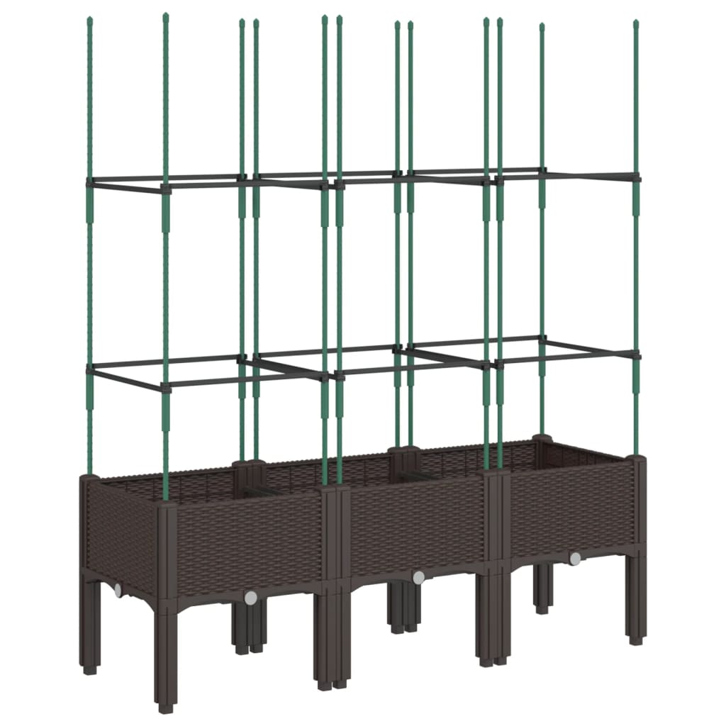 vidaXL Garden Planter with Trellis Brown 120x40x142.5 cm PP 5