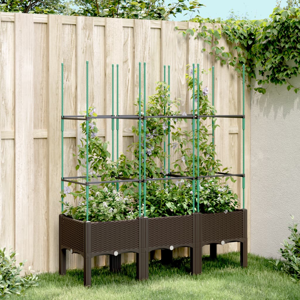 Garden Planter with Trellis 80x40x142,5 cm PP Depth 40 cm Brown 120 cm