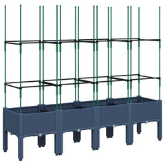 vidaXL Garden Planter with Trellis Blue Grey 160x40x142.5 cm PP 2