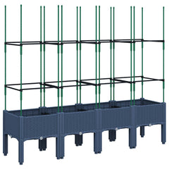 vidaXL Garden Planter with Trellis Blue Grey 160x40x142.5 cm PP 5
