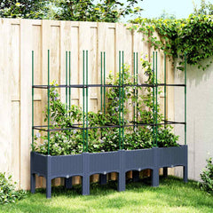 Garden Planter with Trellis 80x40x142,5 cm PP Depth 40 cm Blue grey 160 cm