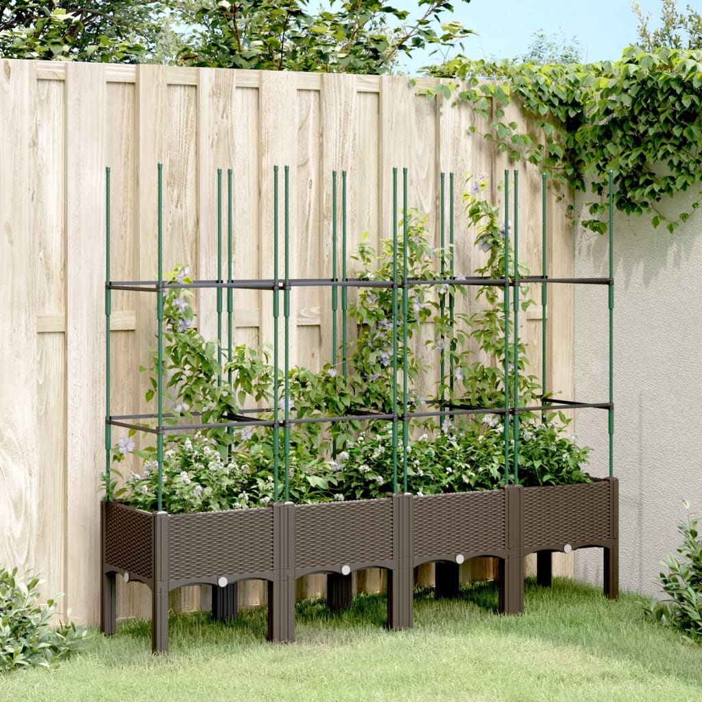 vidaXL Garden Planter with Trellis 80x40x142.5 cm PP