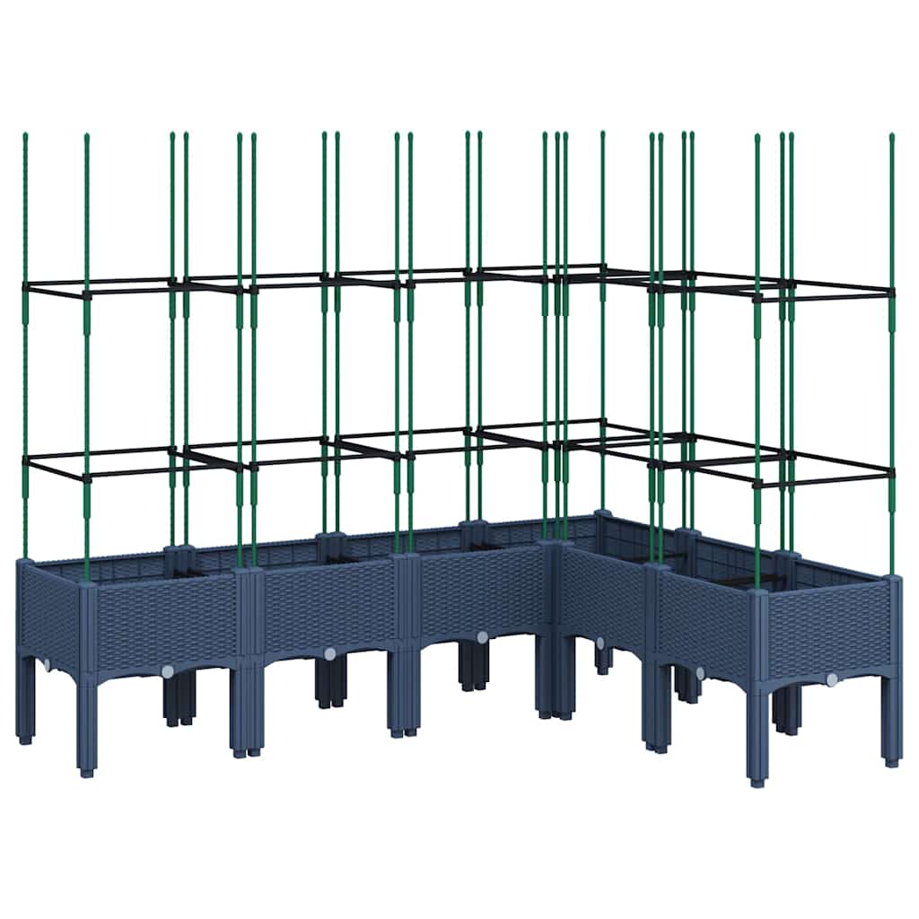 Garden Planter with Trellis 160x120x142.5 cm PP Blue grey