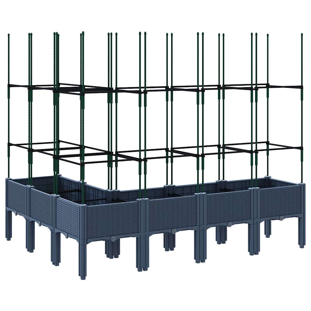 Garden Planter with Trellis 160x120x142.5 cm PP Blue grey